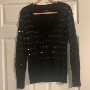 Black Sequin Striped Sweater